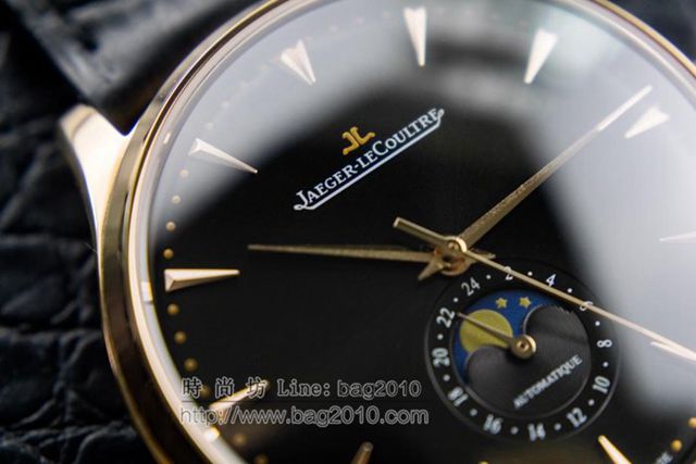 Jaeger LeCoultre手錶 全新積家月相大師系列 積家男士腕表 積家小牛皮錶帶男表  hds1571